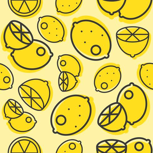 Lemon seamless pattern, outline vegetable wallpaper, vector