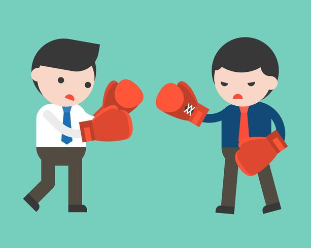 Two businessman fighting with boxing gloves, flat design vector