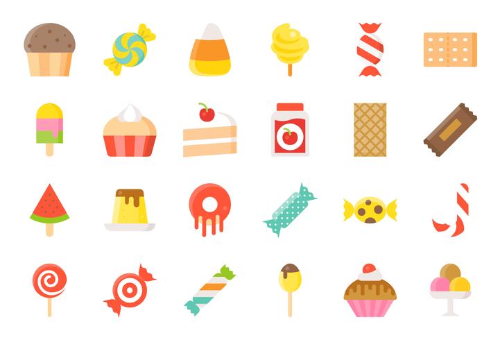 Sweets and candy icon set 22 flat style vector