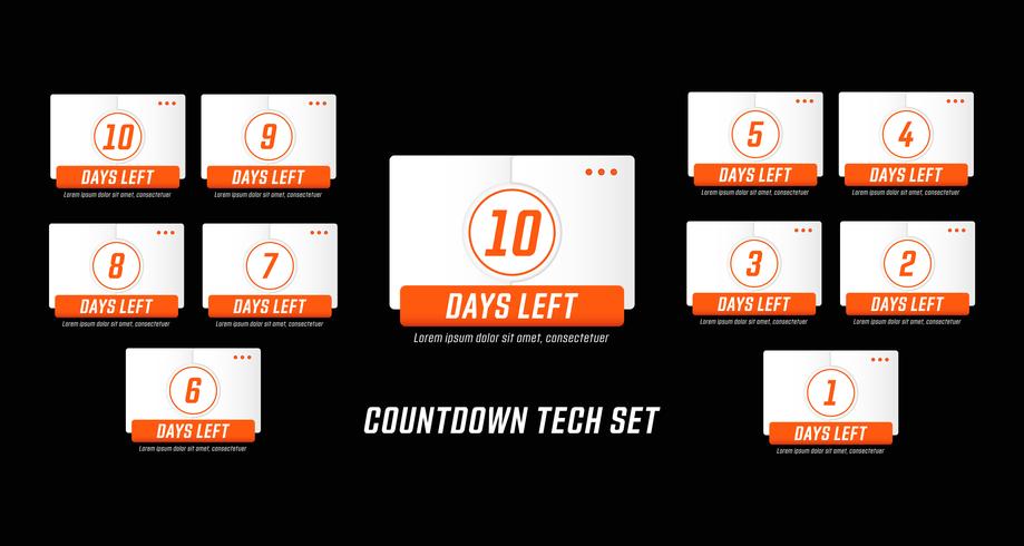 Modern technology mecha design style number days left countdown set vector