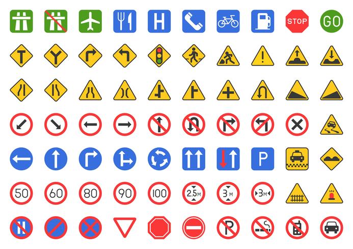 Traffic sign icon set vector