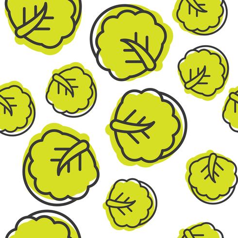 Seamless Outline Chinese cabbage vegetable pattern  vector