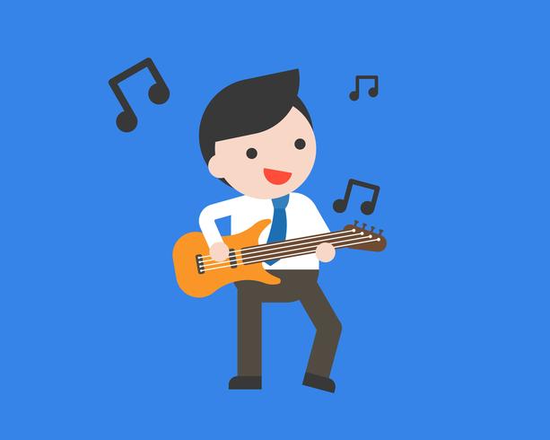 Businessman play guitar, flat design vector