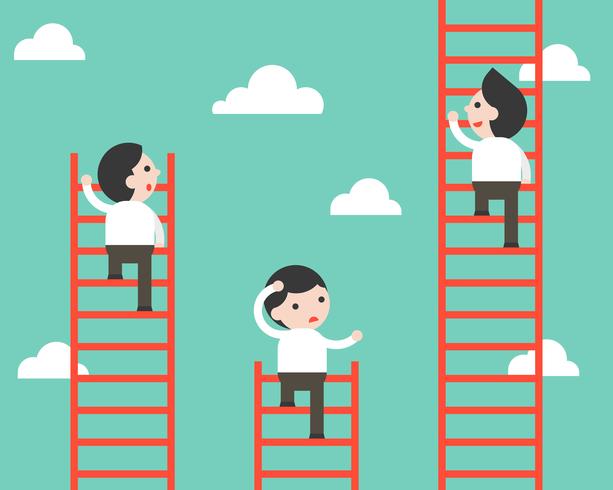 Businessman climbing on ladder vector, competition situation vector