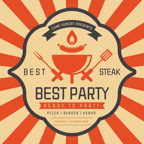 Cute Retro Bbq Poster vector