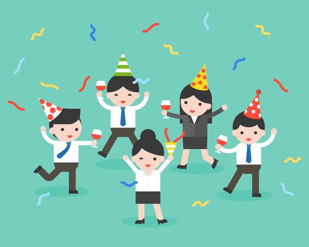 Happy business person at party, celebration vector