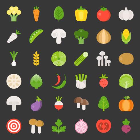 Lindo set de vegetales 1/3, icono de diseño plano vector