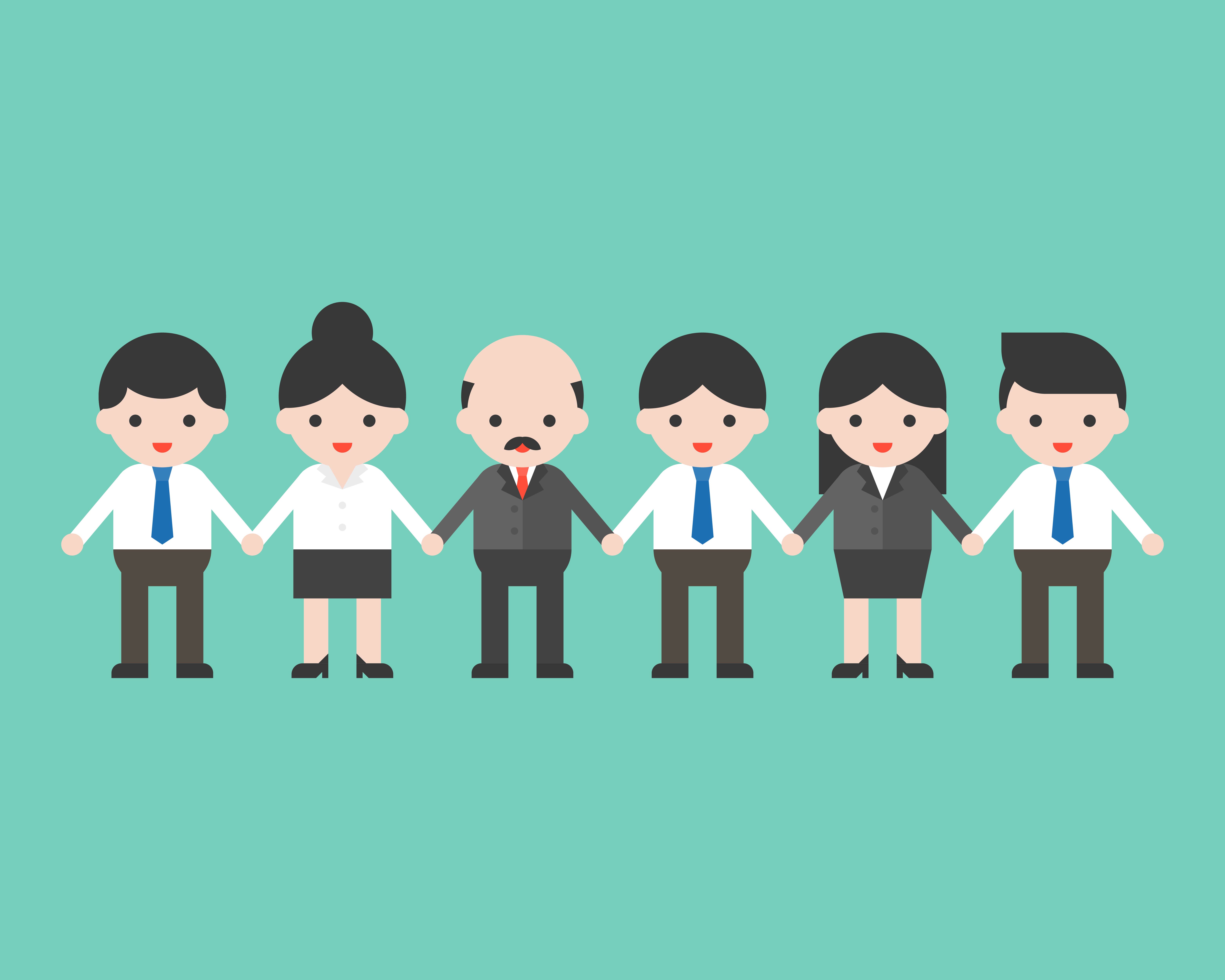 Employees and employer holding hands, business team concept 465056 Vector Art at Vecteezy
