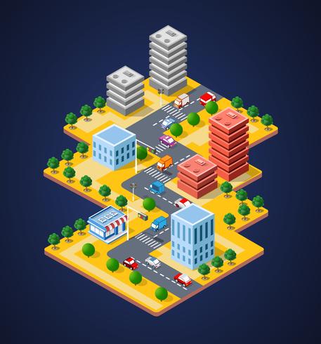 Colorful 3D isometric city vector