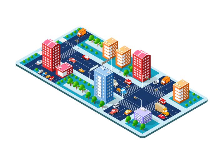 Colorful 3D isometric city vector