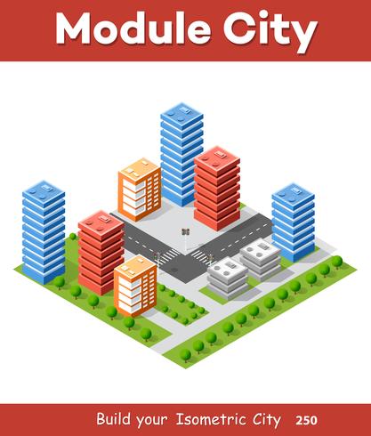 Colorful 3D isometric city vector