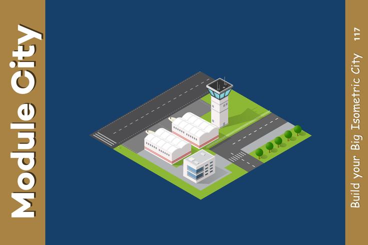 Isometric city 3D airport vector