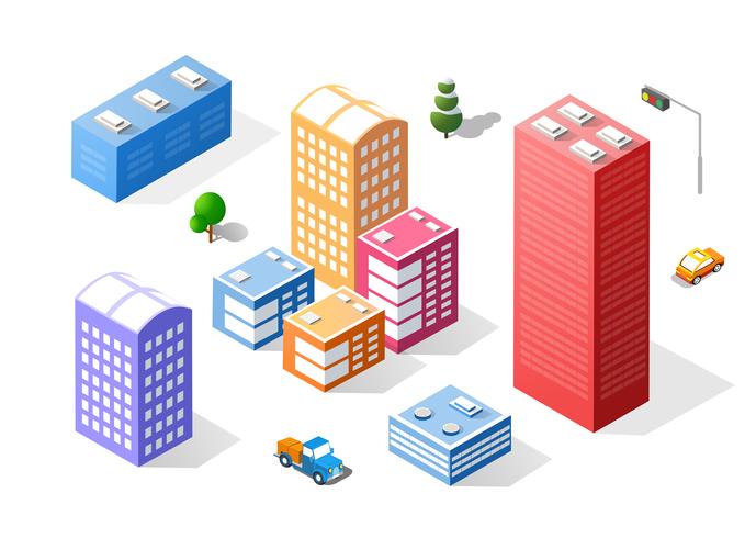 Colorful 3D isometric city vector