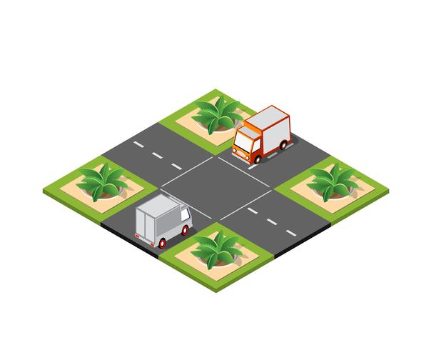 Crossroad road isometric vector