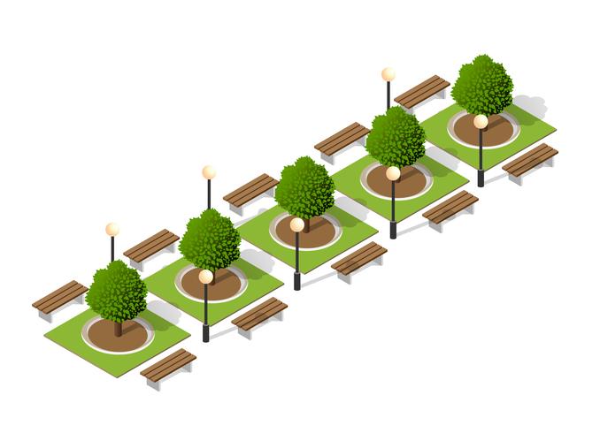 Trees of a park bench vector