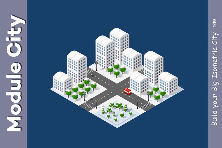 Set of isometric objects vector