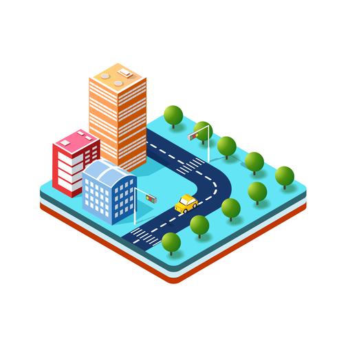 Colorful 3D isometric city vector