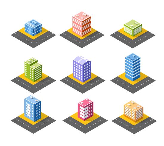 Colorful 3D isometric city vector