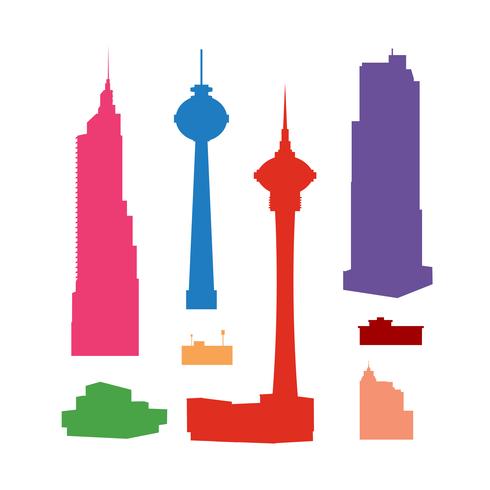 silhouettes of high-rise skyscrapers vector