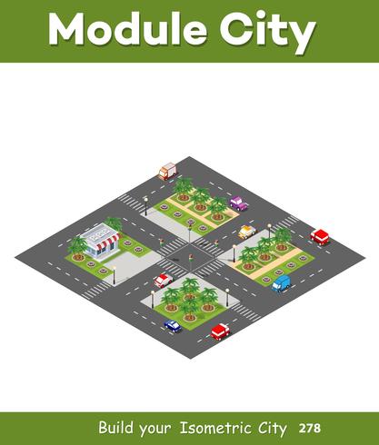 City isometric 3D intersection vector