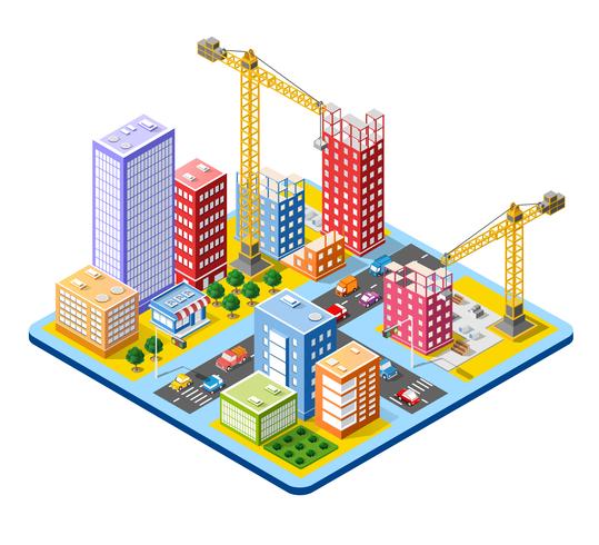 Module Isometric City Of Houses vector