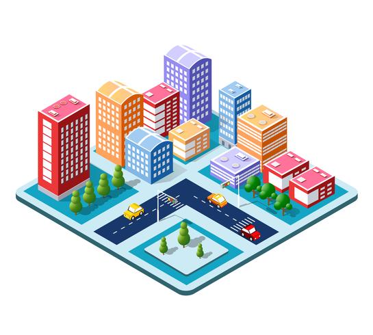 Flat isometric map vector