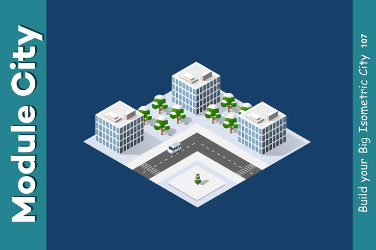 Set of isometric objects vector