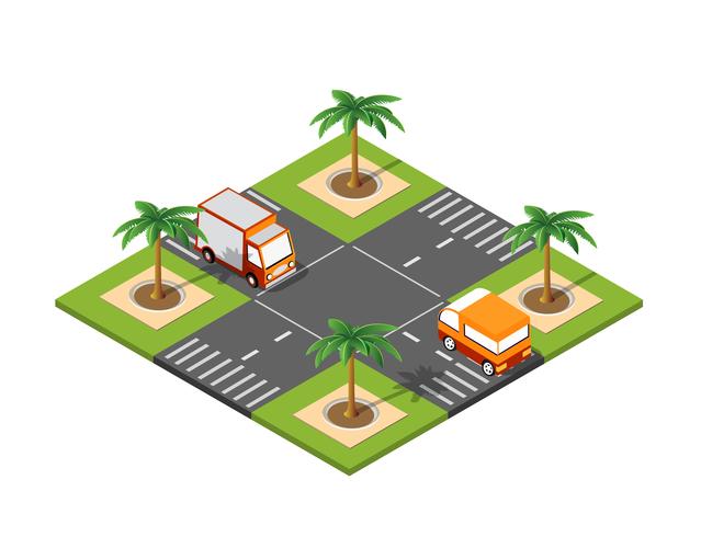 Carretera isométrica ciudad 3D vector