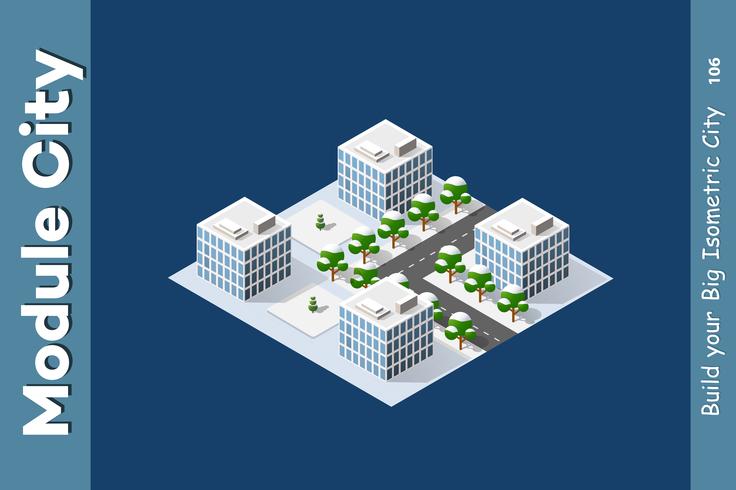 Set of isometric objects vector