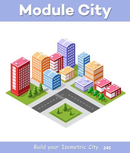 Colorful 3D isometric city vector