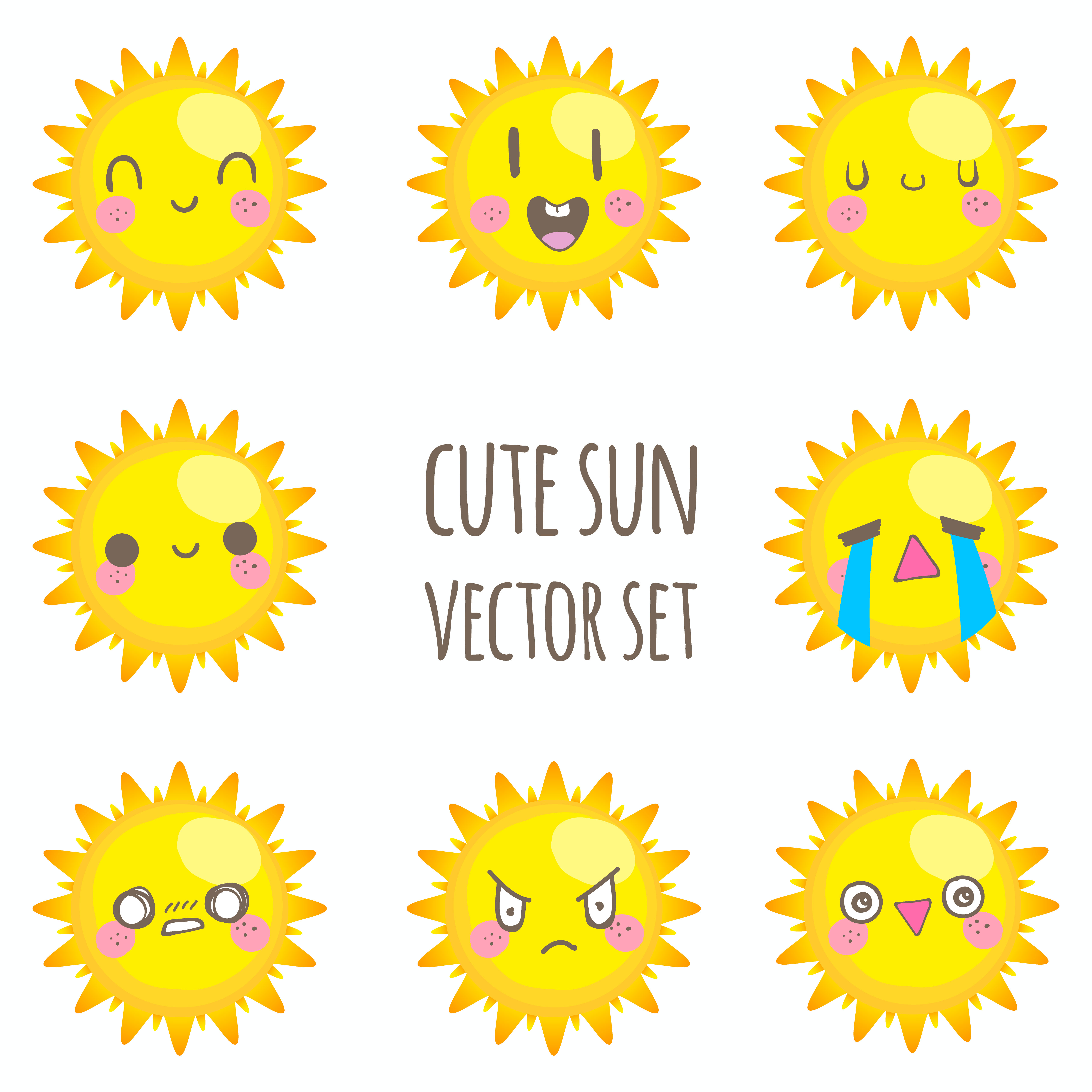 Cute Sun Vector Set 465415 Vector Art At Vecteezy