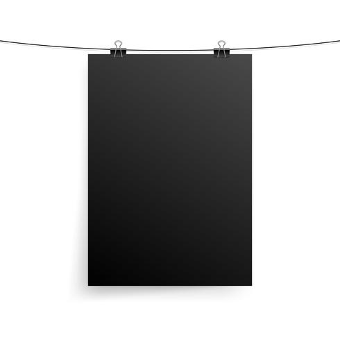 Mock-Up Realistic Black Poster Hanging vector