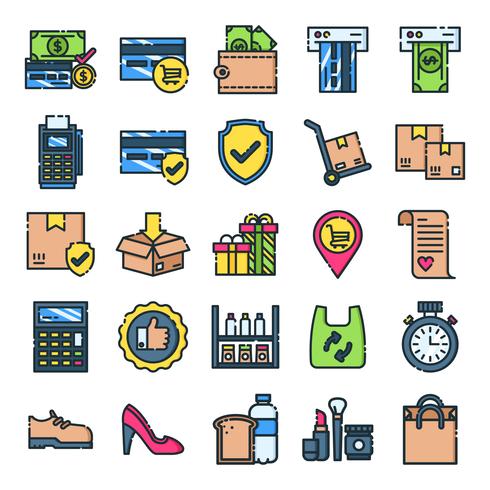 Pack de iconos al por menor vector