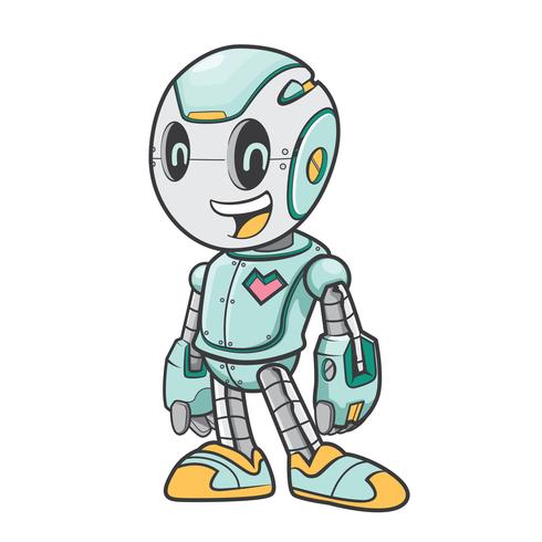 lindo pequeño robot saltando vector