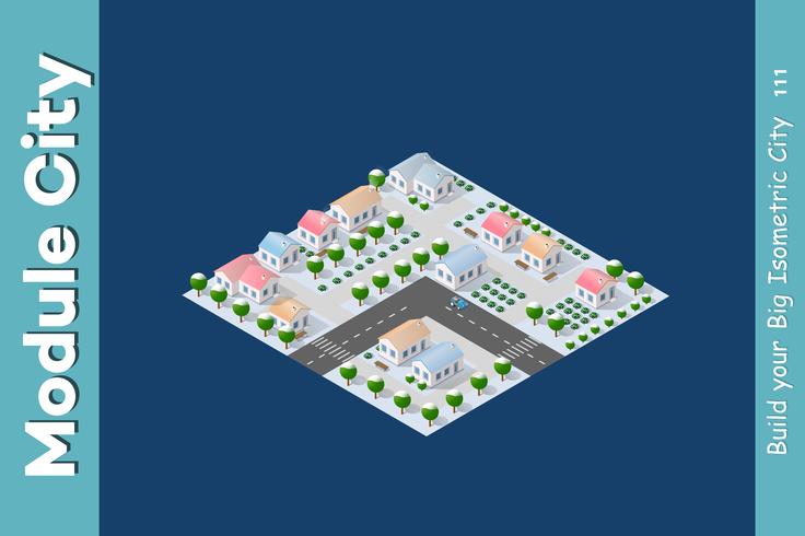 Set of isometric objects vector