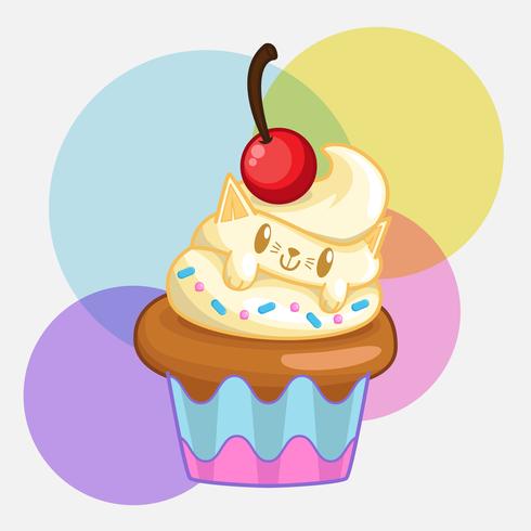 cute cat cupcakes vector