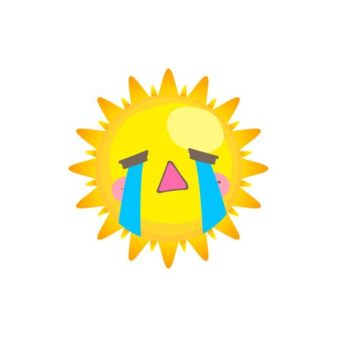 Cute cry sun vector