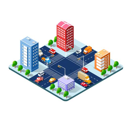 Colorful 3D isometric city vector