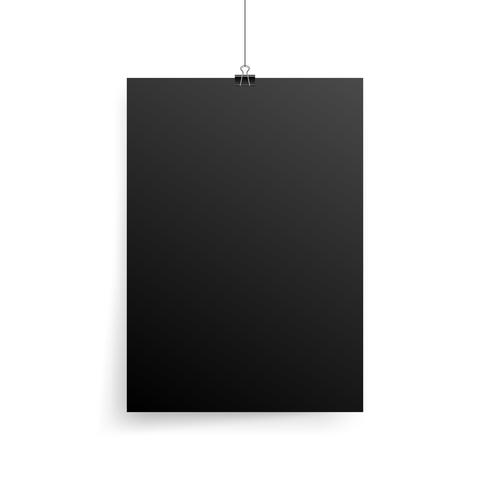 Mock-Up Realistic Black Poster Hanging vector