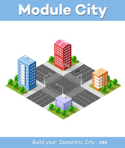 Colorful 3D isometric city vector