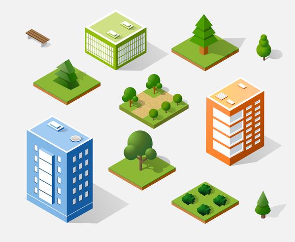 Isometric 3d trees vector