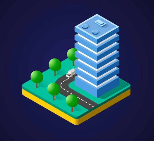 Colorful 3D isometric city vector