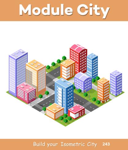 Colorful 3D isometric city vector