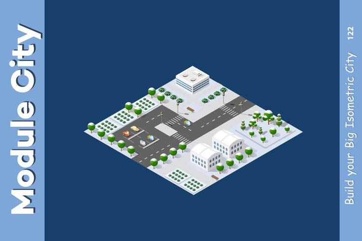 Winter isometric city vector