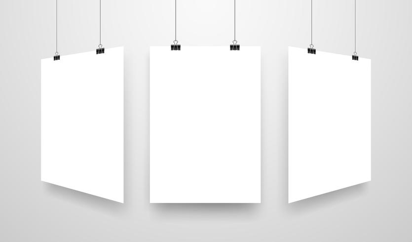 Mock-Up Realistic White Poster Hanging vector