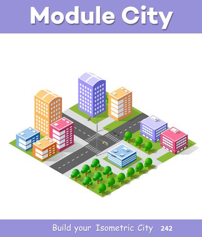 Colorful 3D isometric city vector