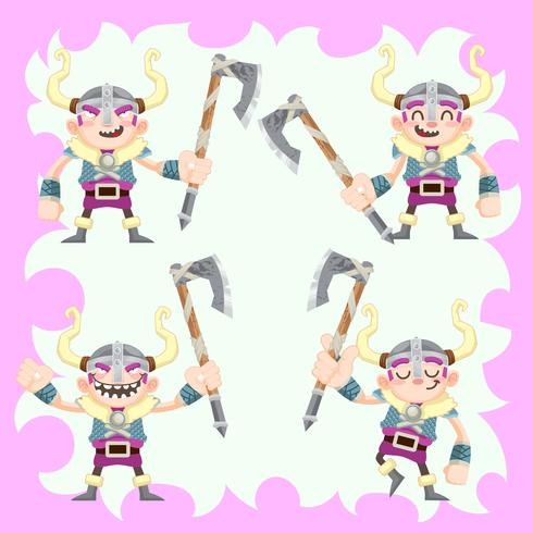 cute vikings vector set