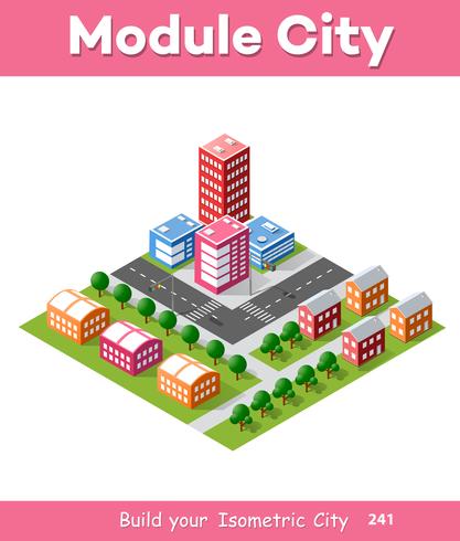 Colorful 3D isometric city vector