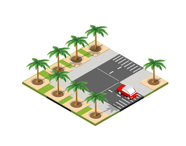 Carretera isométrica ciudad 3D vector