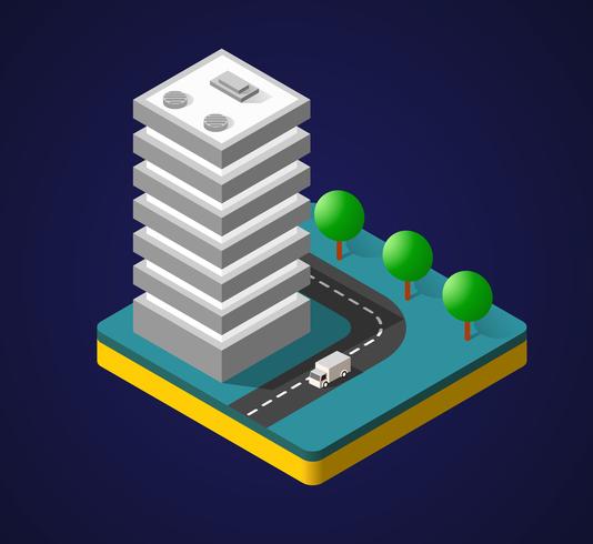 Colorful 3D isometric city vector